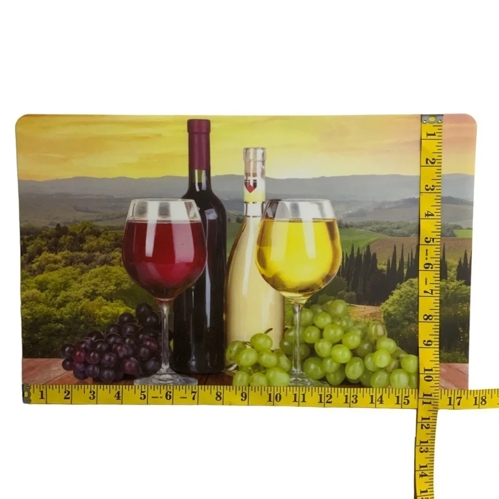 Placemats Wine Theme Print Indoor Outdoor Rectangle Scenic Landscape Set of 4